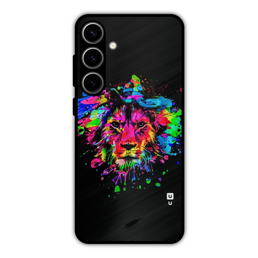 Artistic Lion Art Splash Metal Back Case for Galaxy S24 Plus