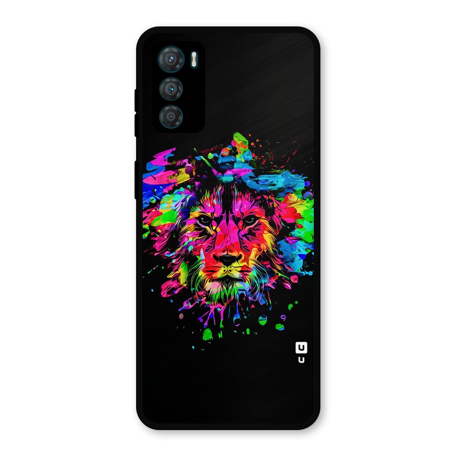 Artistic Lion Art Splash Metal Back Case for Moto G42