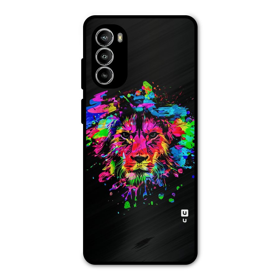 Artistic Lion Art Splash Metal Back Case for Moto G52