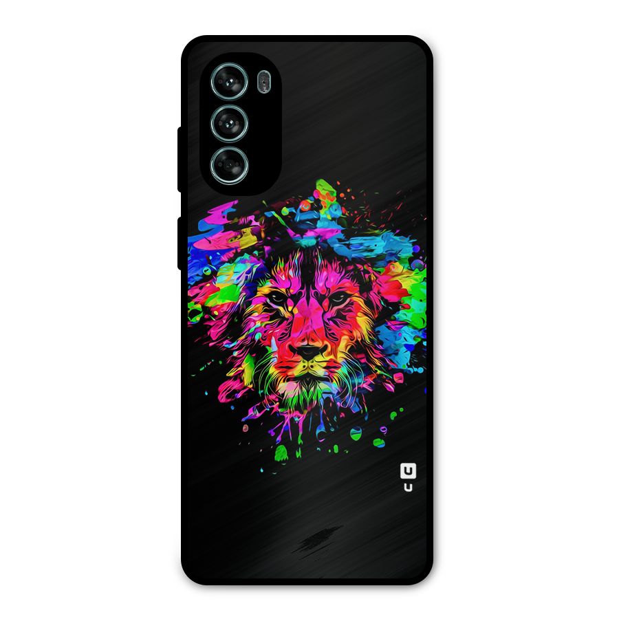 Artistic Lion Art Splash Metal Back Case for Moto G62