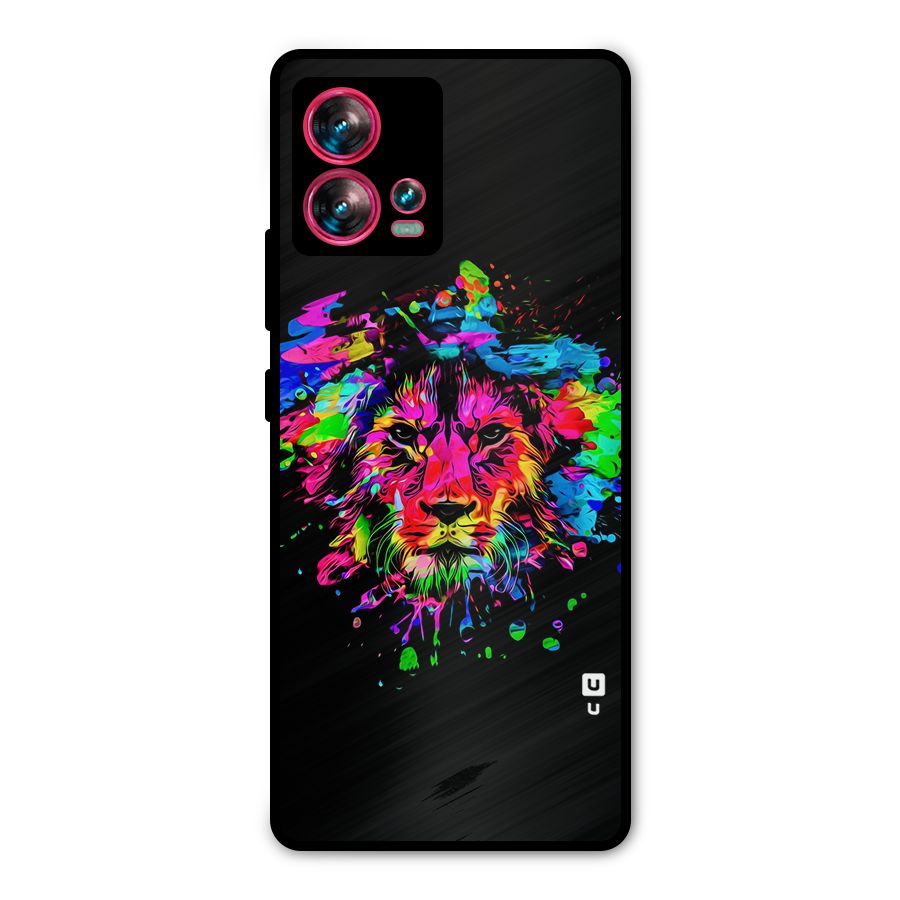 Artistic Lion Art Splash Metal Back Case for Motorola Edge 30 Fusion