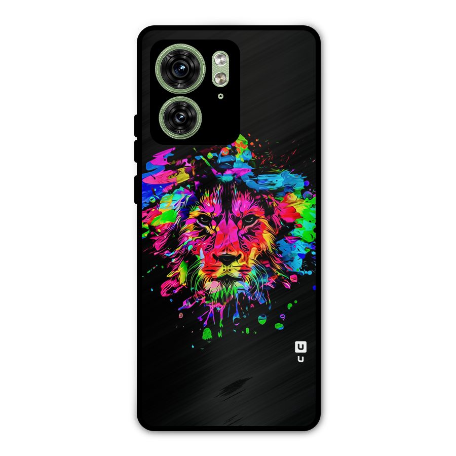Artistic Lion Art Splash Metal Back Case for Motorola Edge 40 5G