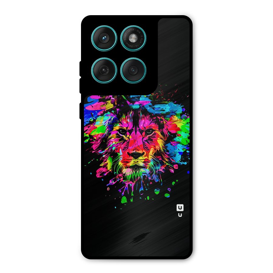 Artistic Lion Art Splash Metal Back Case for Motorola Edge 60