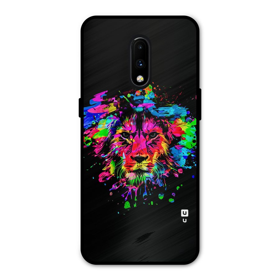 Artistic Lion Art Splash Metal Back Case for OnePlus 7