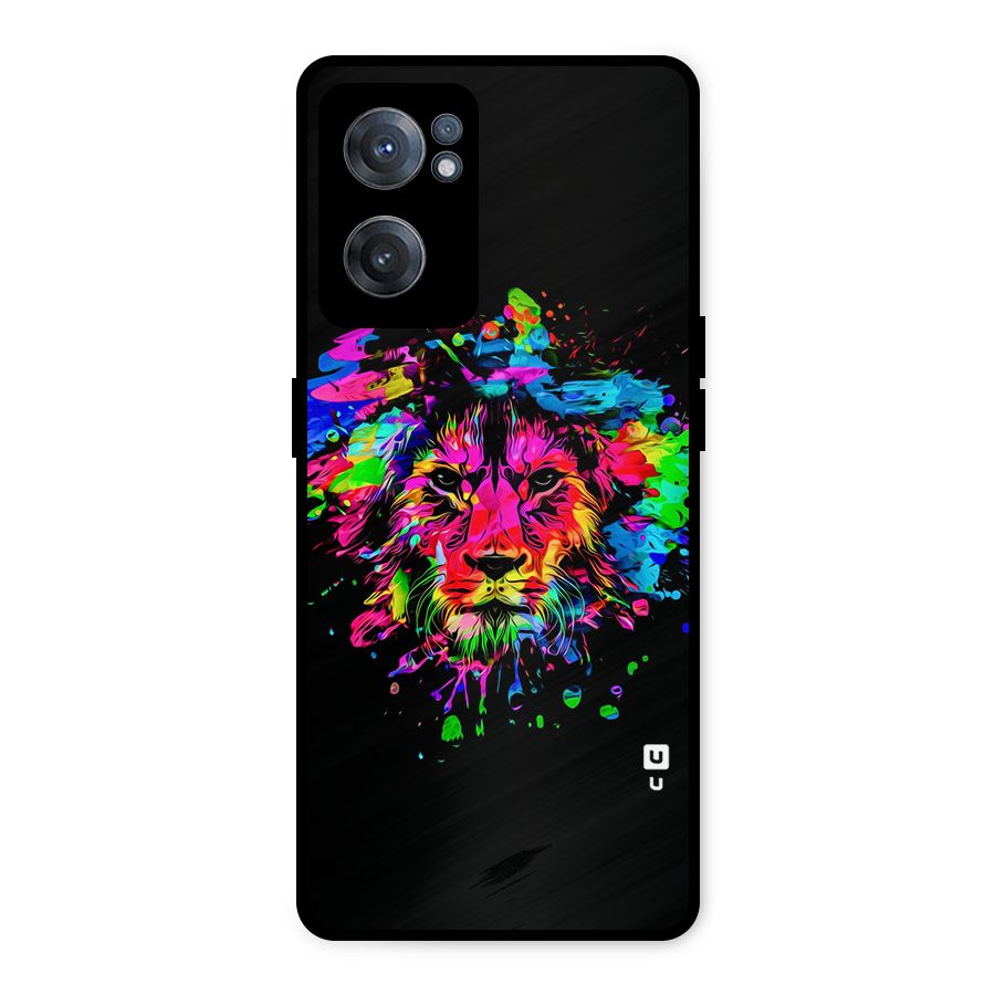 Artistic Lion Art Splash Metal Back Case for OnePlus Nord CE 2 5G
