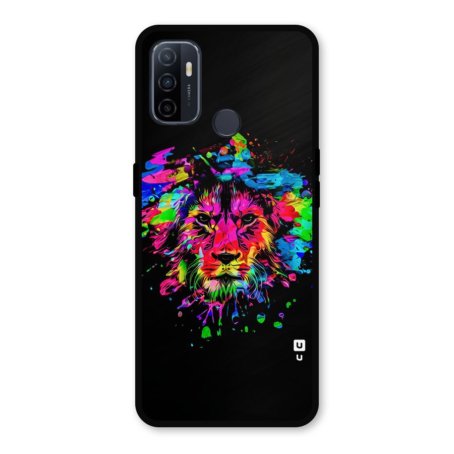 Artistic Lion Art Splash Metal Back Case for Oppo A53