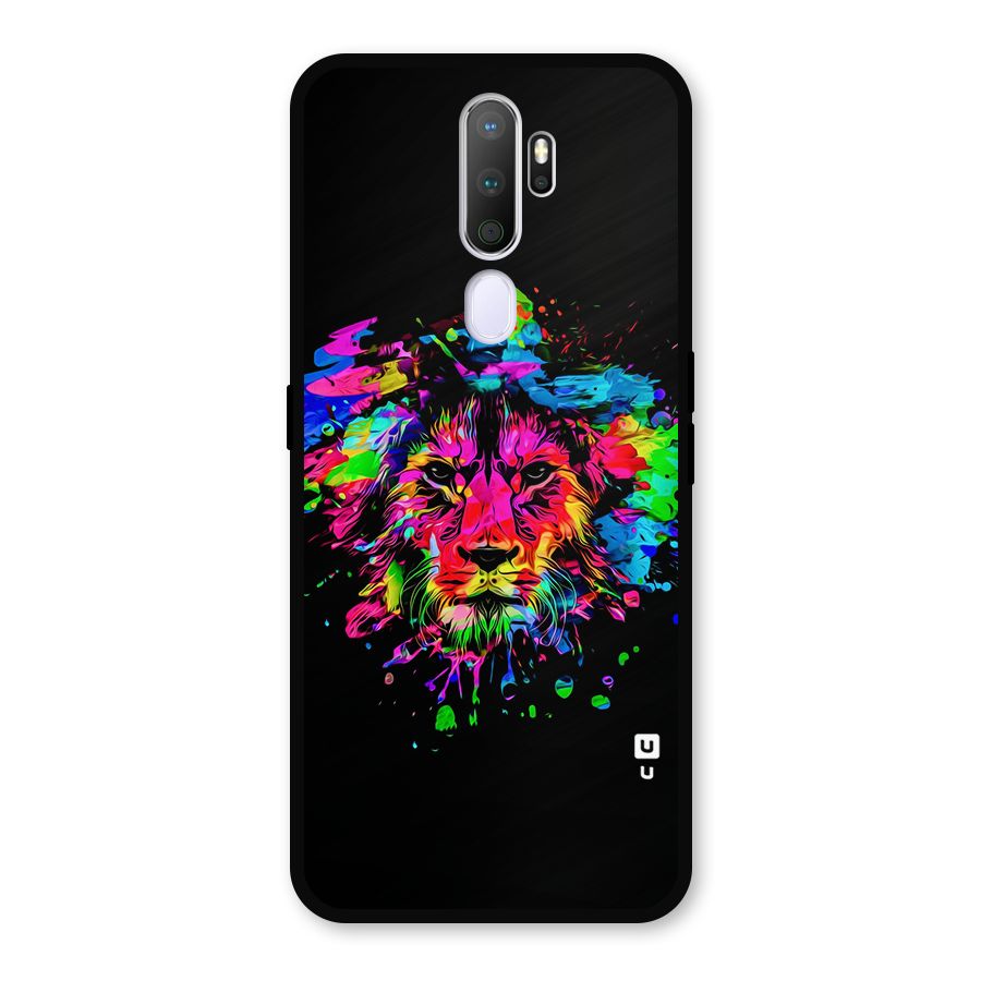 Artistic Lion Art Splash Metal Back Case for Oppo A9 (2020)
