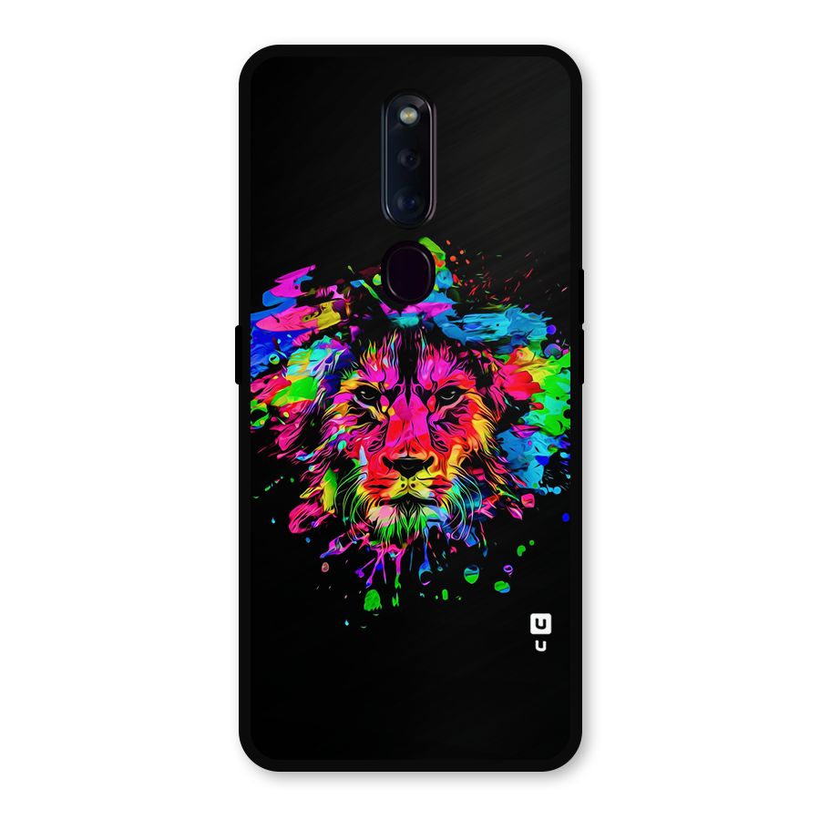 Artistic Lion Art Splash Metal Back Case for Oppo F11 Pro