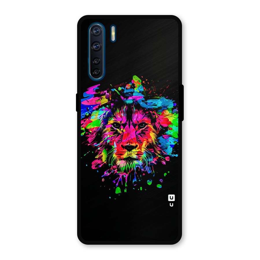 Artistic Lion Art Splash Metal Back Case for Oppo F15