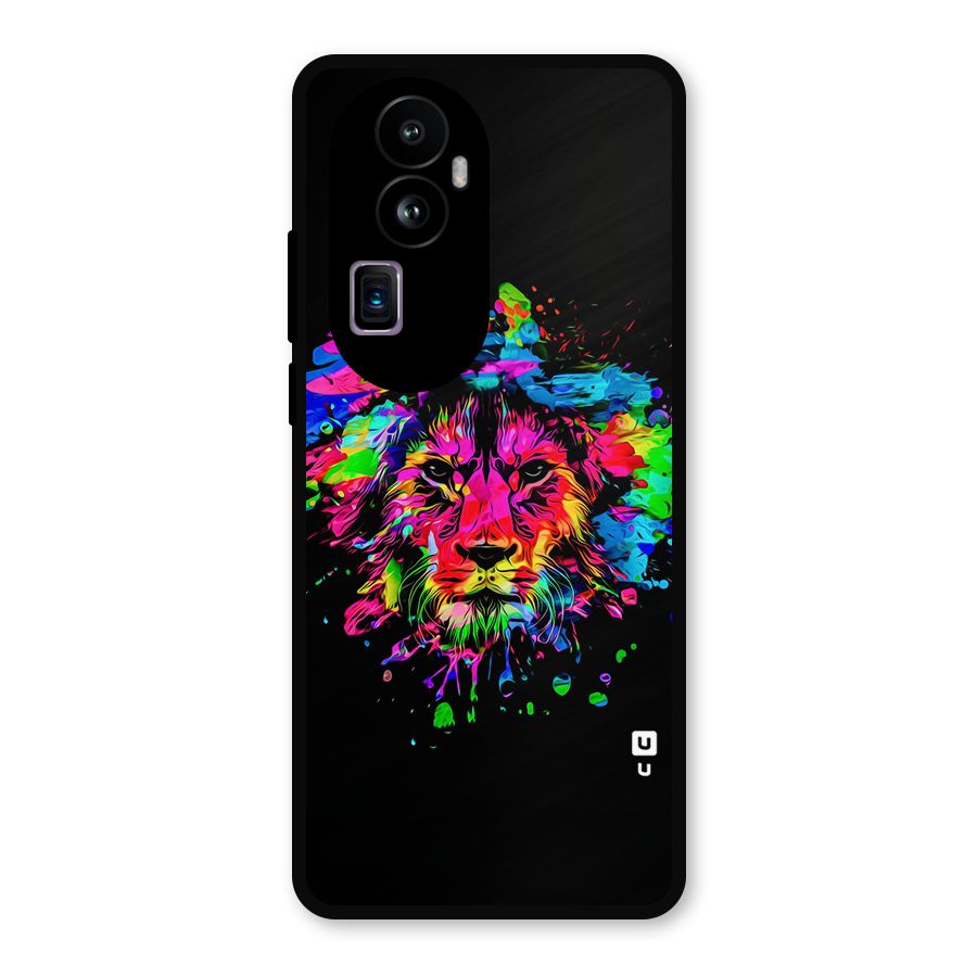Artistic Lion Art Splash Metal Back Case for Oppo Reno10 Pro Plus