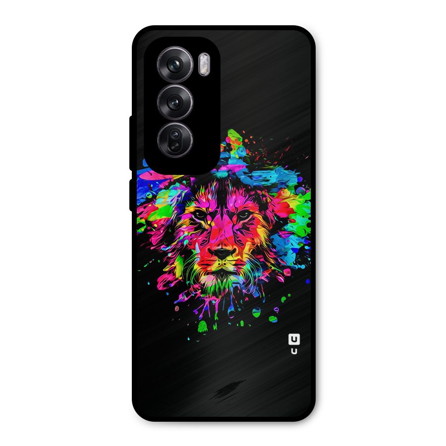 Artistic Lion Art Splash Metal Back Case for Oppo Reno12 Pro