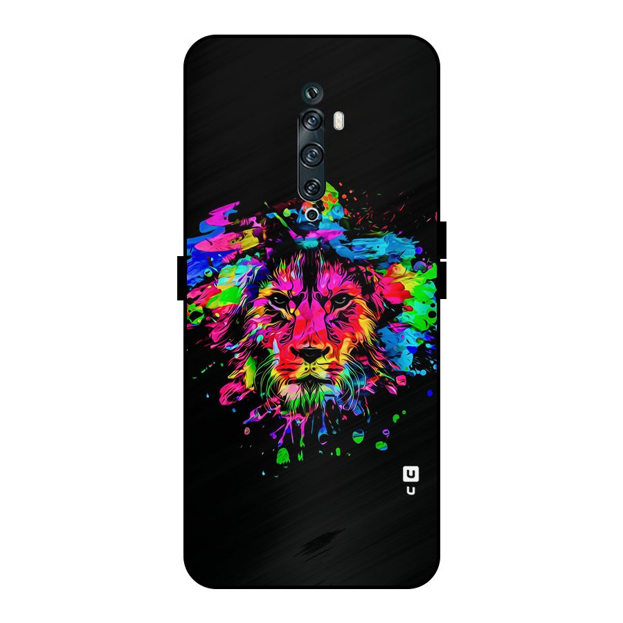 Artistic Lion Art Splash Metal Back Case for Oppo Reno2 Z