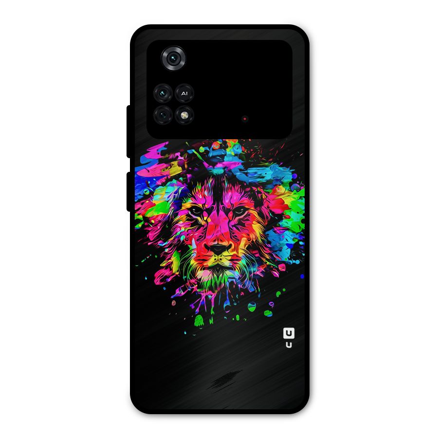 Artistic Lion Art Splash Metal Back Case for Poco M4 Pro 4G