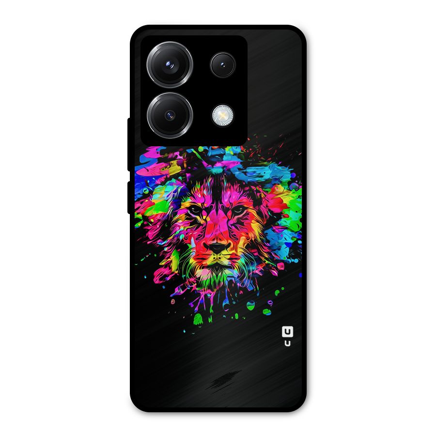 Artistic Lion Art Splash Metal Back Case for Poco X6