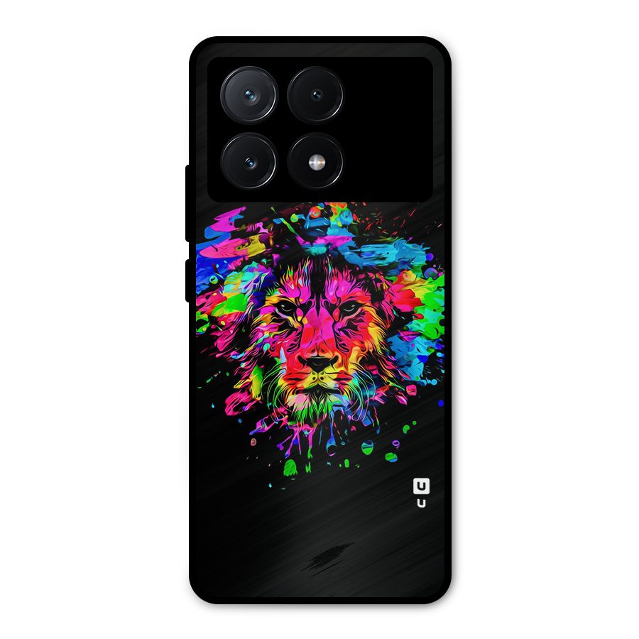 Artistic Lion Art Splash Metal Back Case for Poco X6 Pro