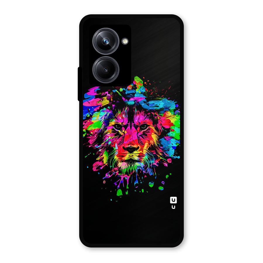 Artistic Lion Art Splash Metal Back Case for Realme 10 Pro
