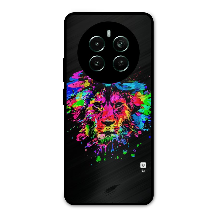 Artistic Lion Art Splash Metal Back Case for Realme 12 Plus