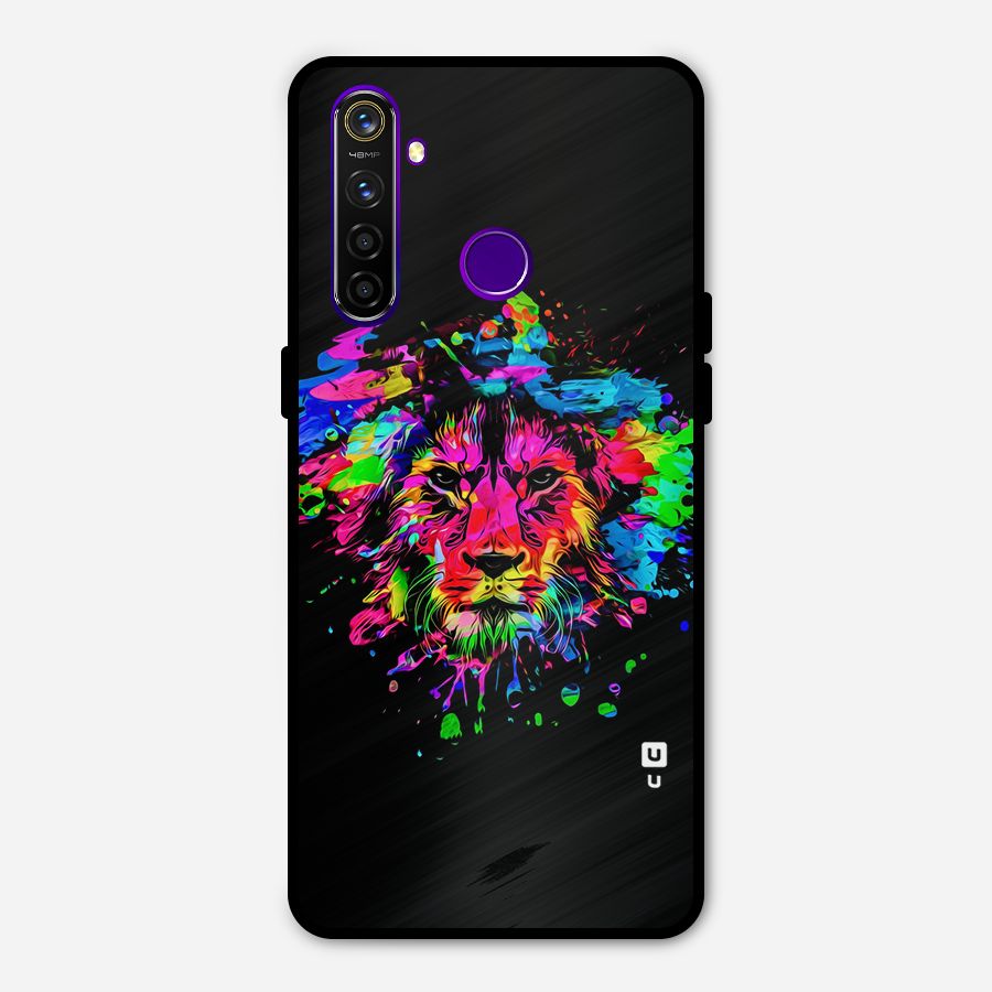 Artistic Lion Art Splash Metal Back Case for Realme 5 Pro