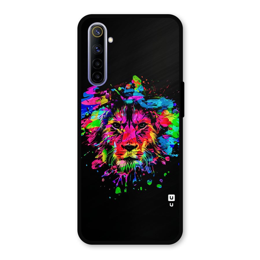 Artistic Lion Art Splash Metal Back Case for Realme 6i