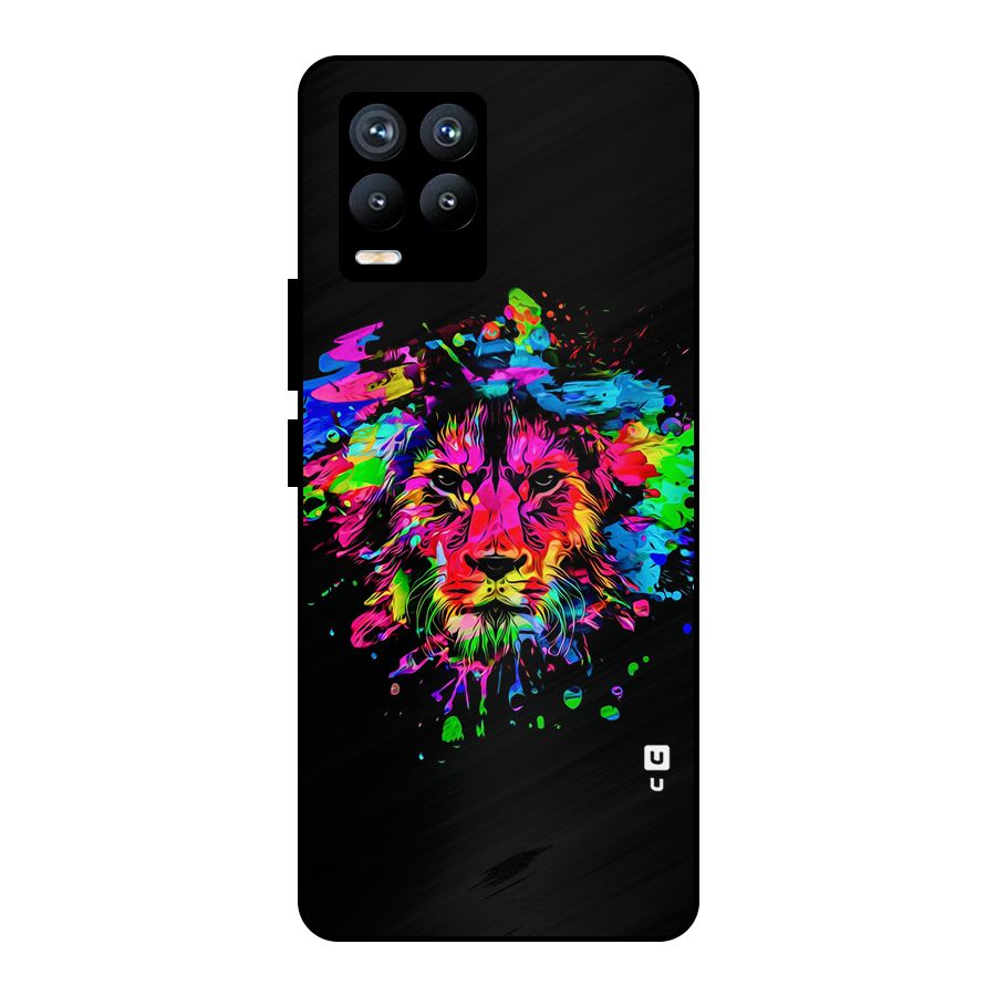 Artistic Lion Art Splash Metal Back Case for Realme 8 Pro
