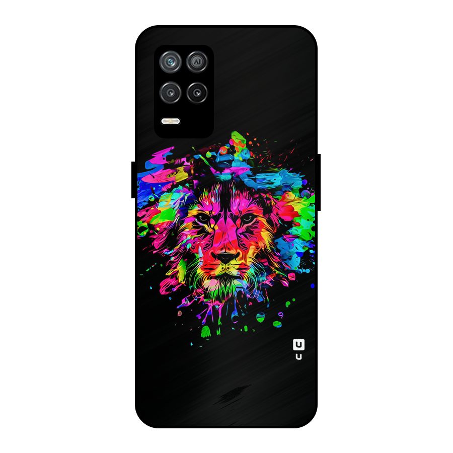 Artistic Lion Art Splash Metal Back Case for Realme 8s 5G