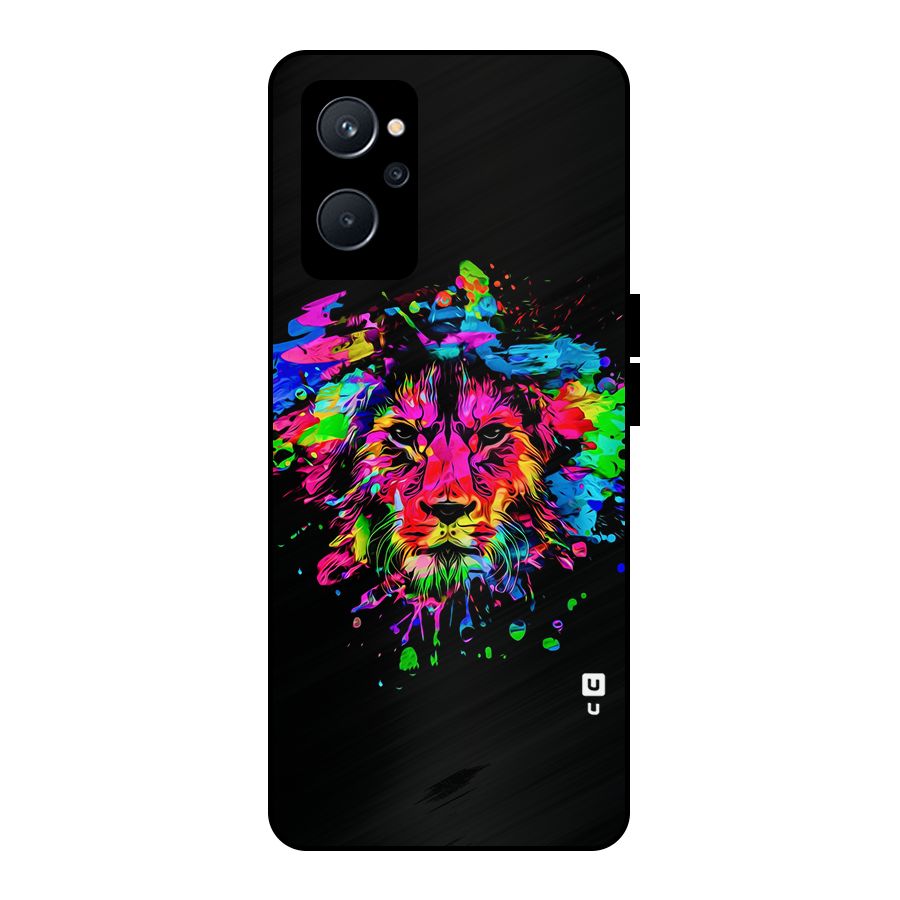 Artistic Lion Art Splash Metal Back Case for Realme 9i 5G