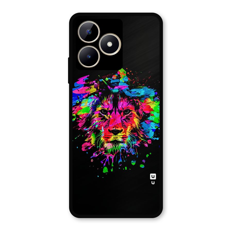 Artistic Lion Art Splash Metal Back Case for Realme C53