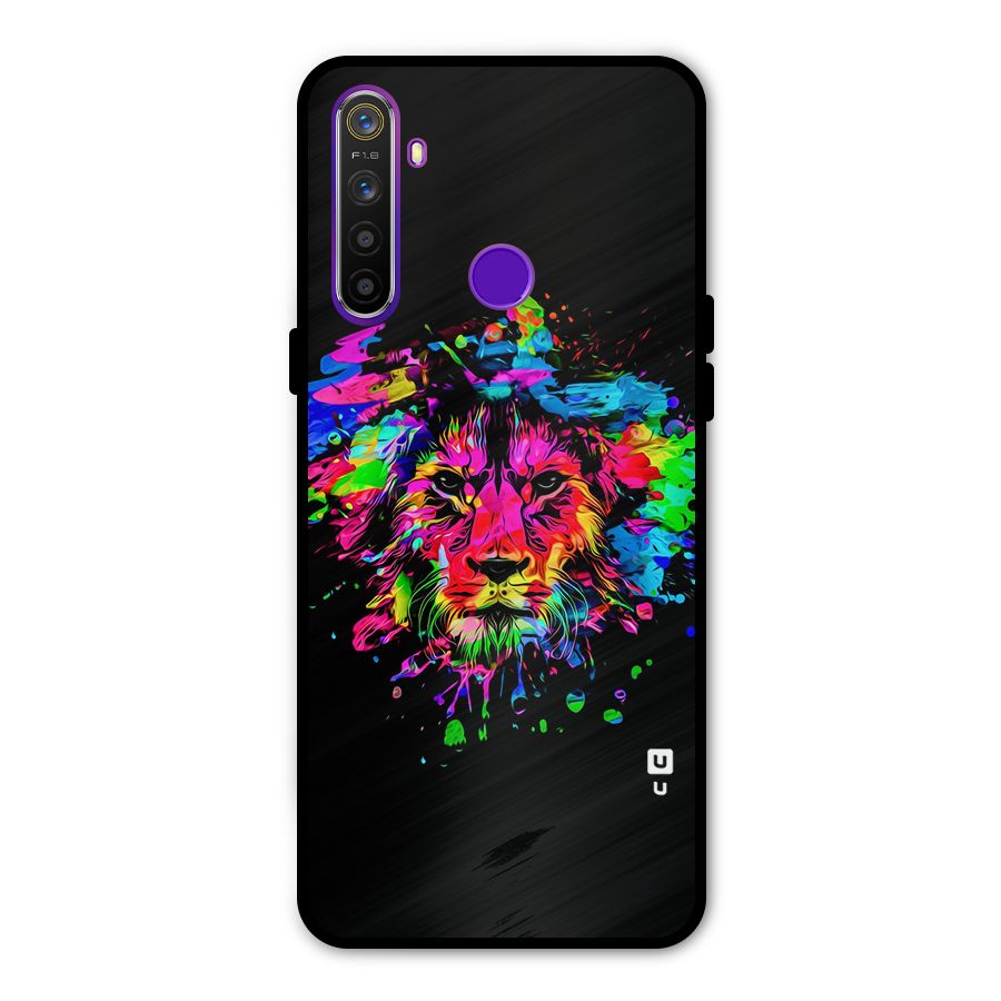 Artistic Lion Art Splash Metal Back Case for Realme Narzo 10