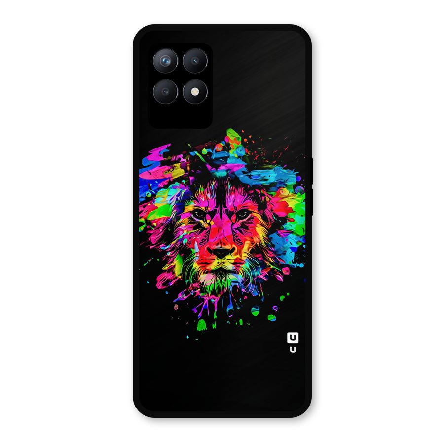 Artistic Lion Art Splash Metal Back Case for Realme Narzo 50