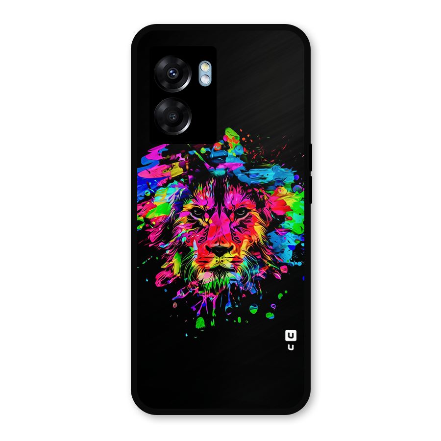 Artistic Lion Art Splash Metal Back Case for Realme Narzo 50 5G