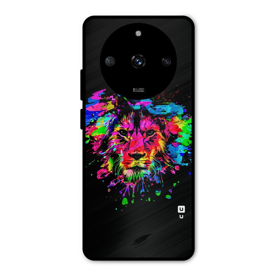 Artistic Lion Art Splash Metal Back Case for Realme Narzo 60 5G