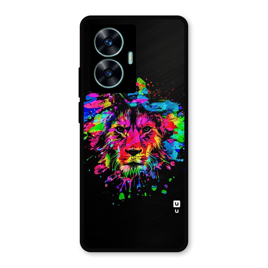 Artistic Lion Art Splash Metal Back Case for Realme Narzo N55