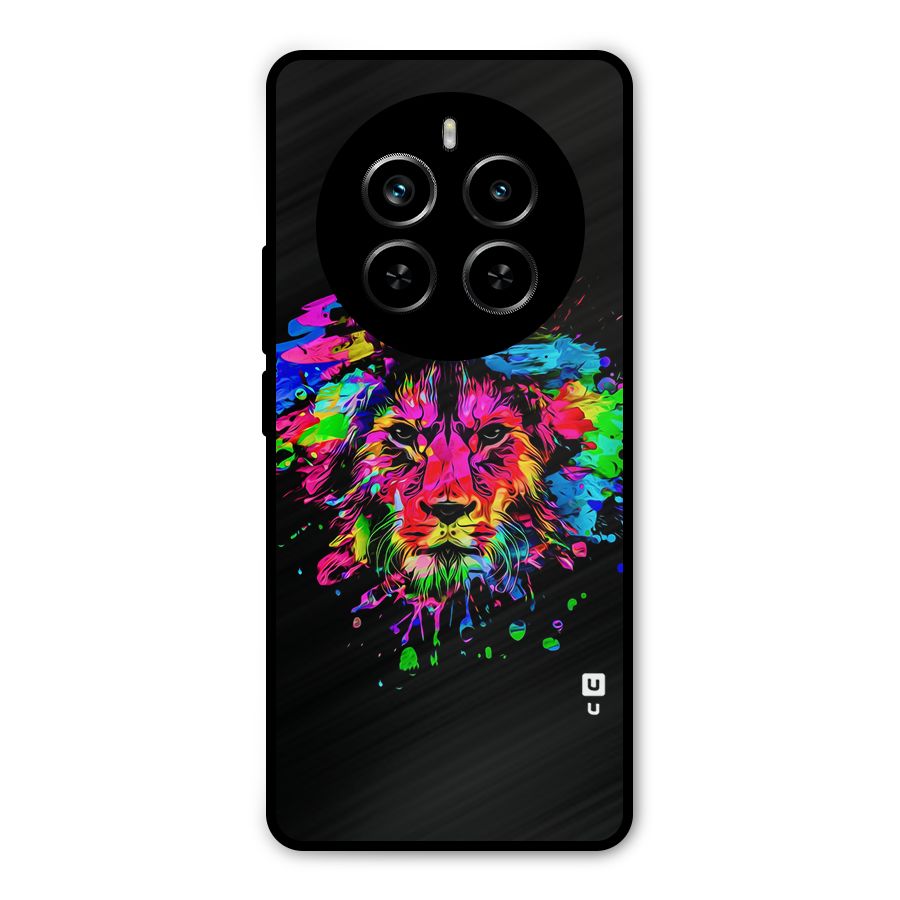 Artistic Lion Art Splash Metal Back Case for Realme P1 Pro