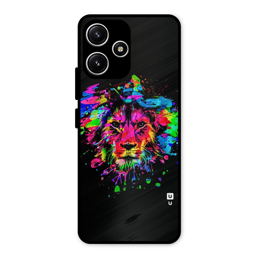 Artistic Lion Art Splash Metal Back Case for Redmi 12 5G