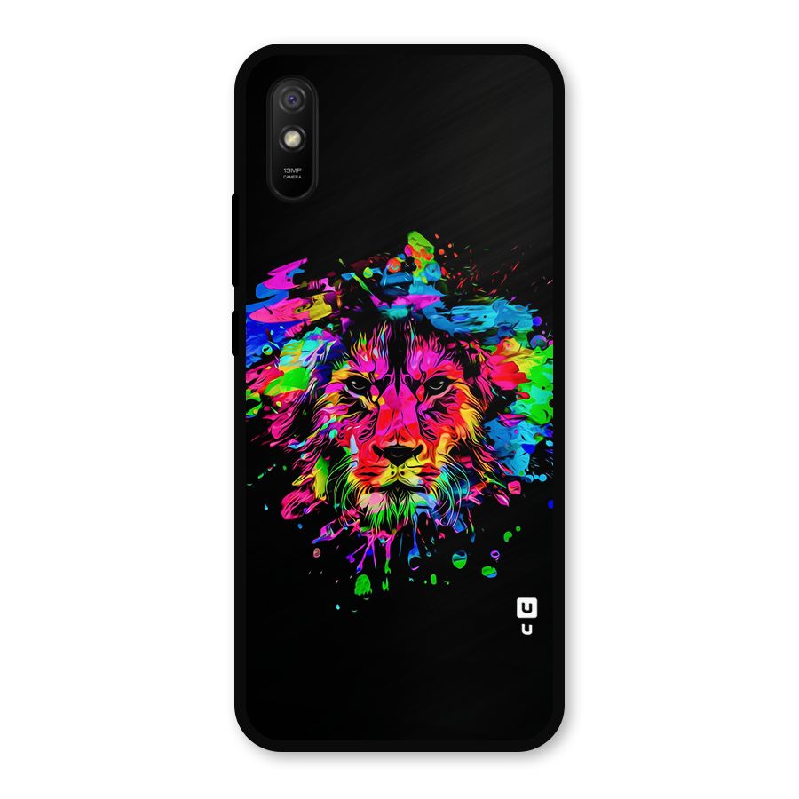 Artistic Lion Art Splash Metal Back Case for Redmi 9a