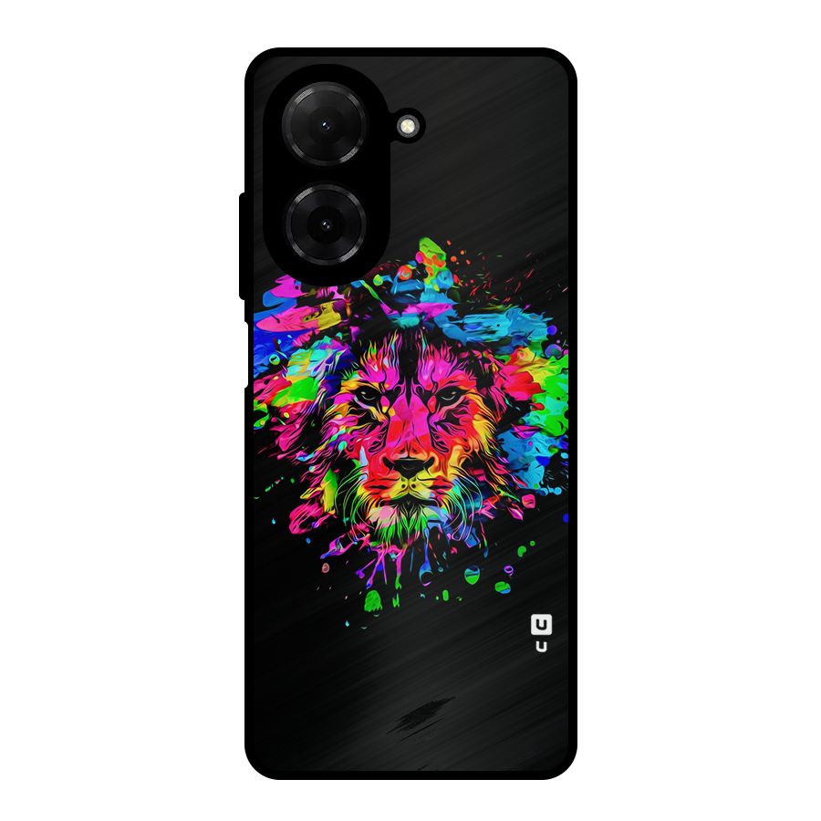 Artistic Lion Art Splash Metal Back Case for Redmi A5 4G