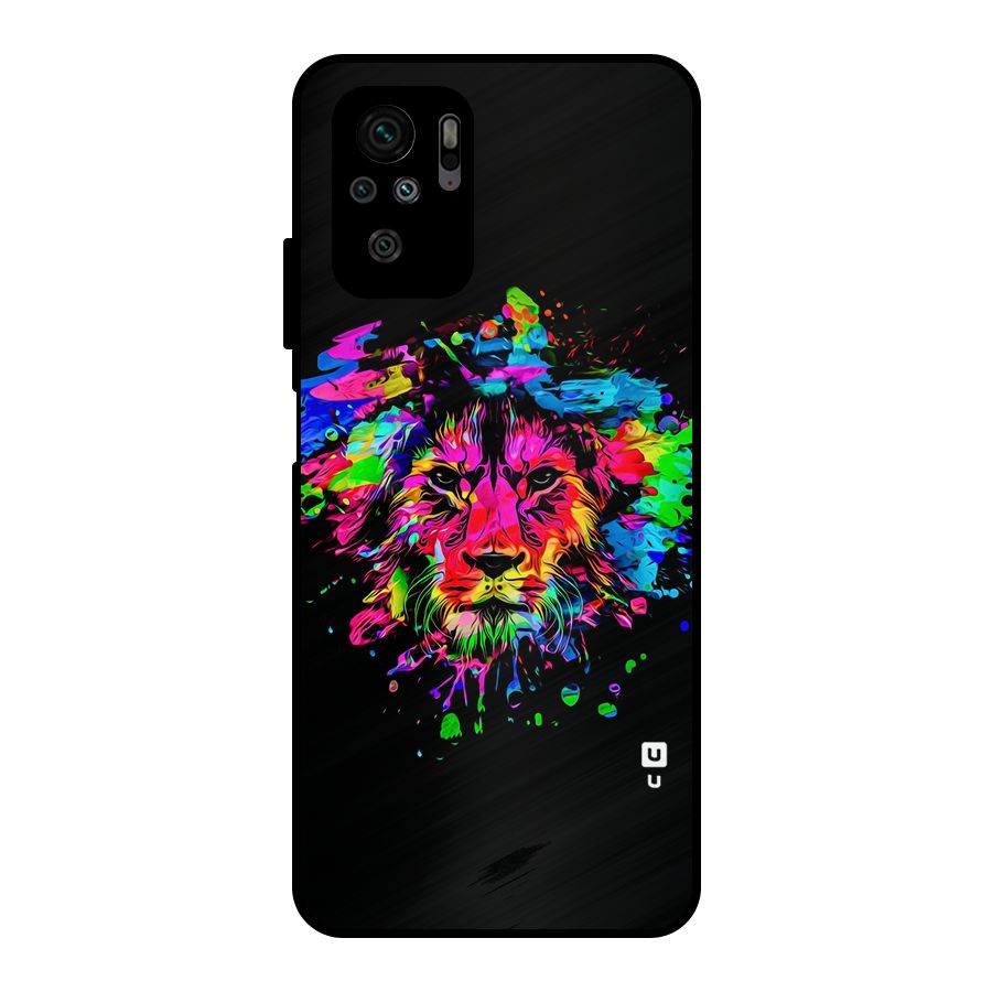 Artistic Lion Art Splash Metal Back Case for Redmi Note 10S