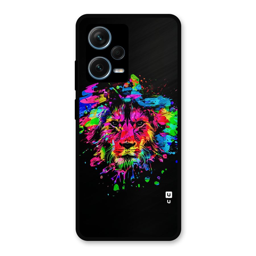 Artistic Lion Art Splash Metal Back Case for Redmi Note 12 Pro Plus 5G