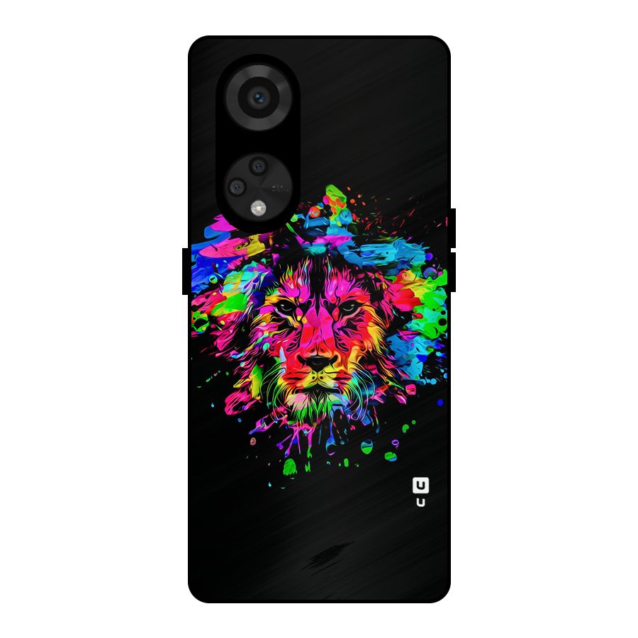 Artistic Lion Art Splash Metal Back Case for Reno8 T 5G