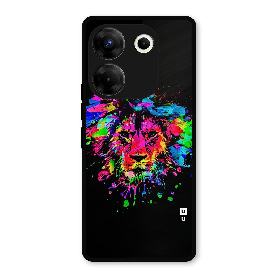 Artistic Lion Art Splash Metal Back Case for Tecno Camon 20