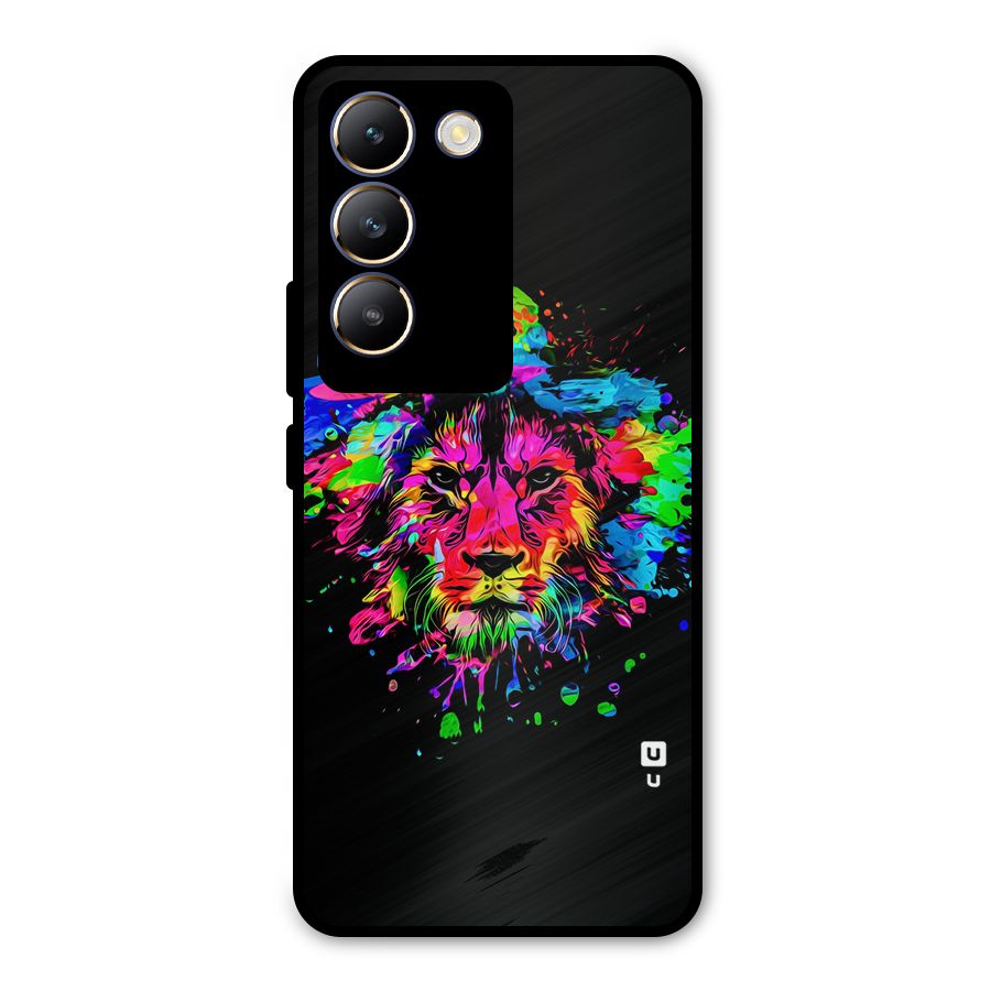 Artistic Lion Art Splash Metal Back Case for Vivo T3 5G