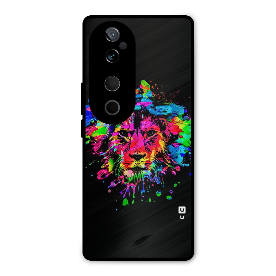Artistic Lion Art Splash Metal Back Case for Vivo T3 Ultra