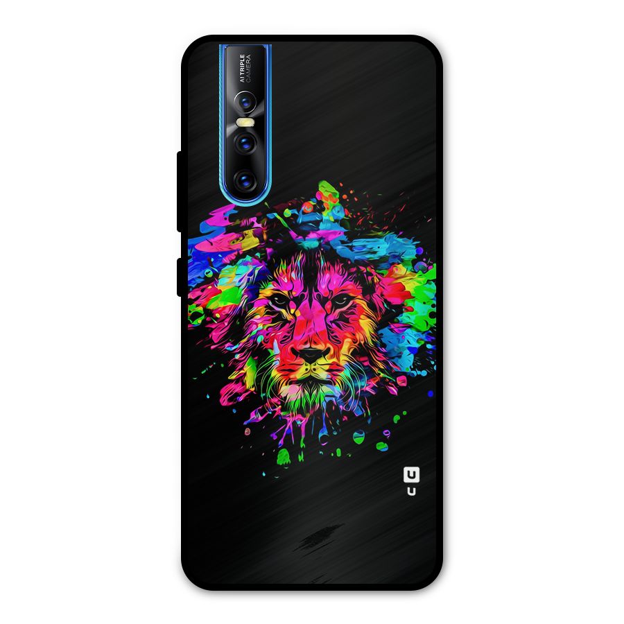 Artistic Lion Art Splash Metal Back Case for Vivo V15 Pro