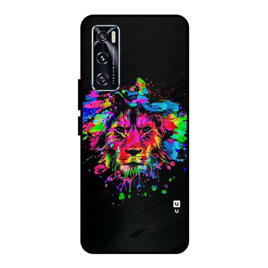 Artistic Lion Art Splash Metal Back Case for Vivo V20 SE
