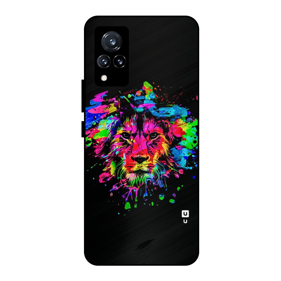 Artistic Lion Art Splash Metal Back Case for Vivo V21 5G