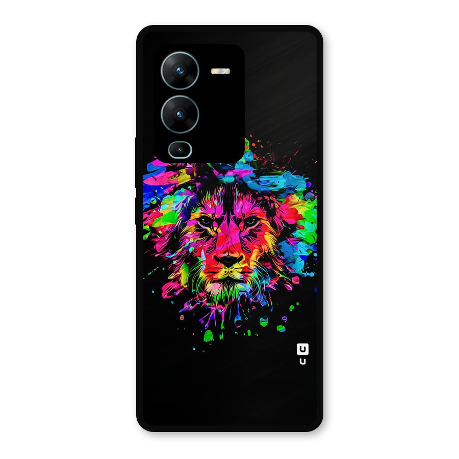 Artistic Lion Art Splash Metal Back Case for Vivo V25 Pro