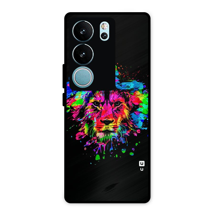Artistic Lion Art Splash Metal Back Case for Vivo V29 Pro
