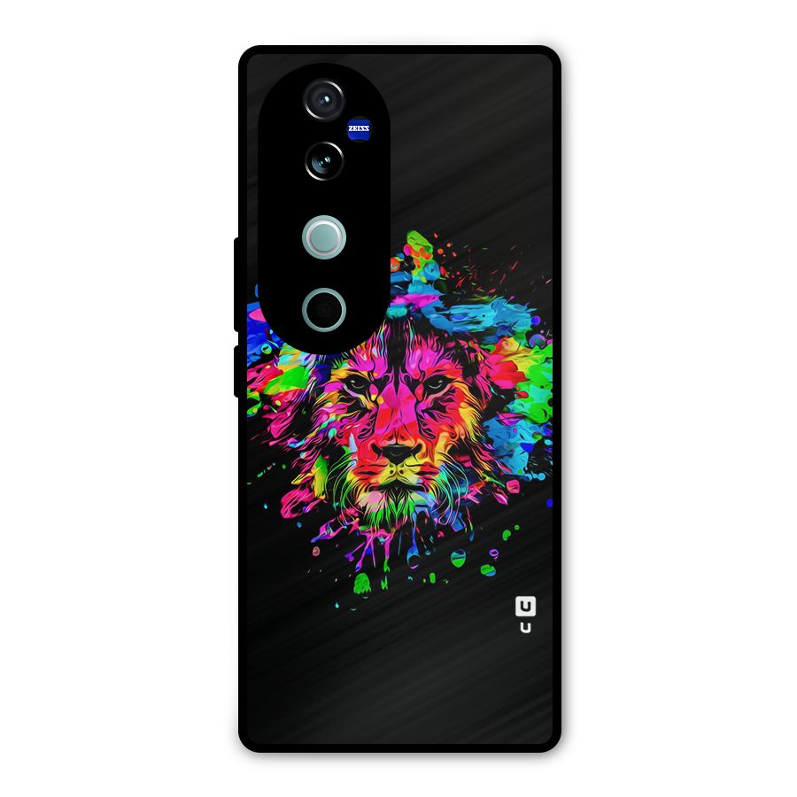 Artistic Lion Art Splash Metal Back Case for Vivo V40 Pro