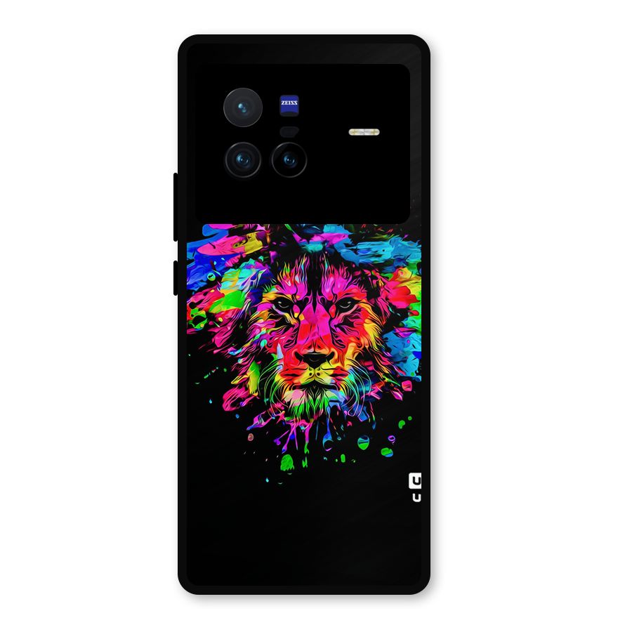 Artistic Lion Art Splash Metal Back Case for Vivo X80