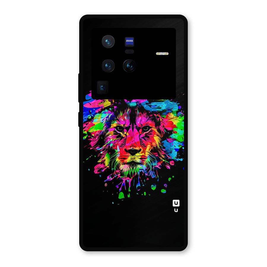 Artistic Lion Art Splash Metal Back Case for Vivo X80 Pro